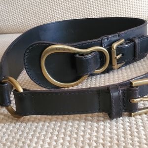 Ralph Lauren Black Leather Belt Double Buckles Horse bit Equestrian Style